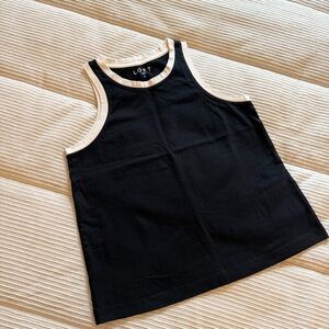 LOFT Black White Cotton Racerback Tank M